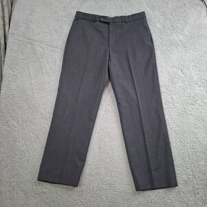 Ballin Comfort "Eze" Super 120's Wool Solid Gray Flat Front Trousers Size: 34x29